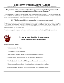 Geometry Summer Packet 2015