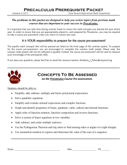 Precalculus Summer Packet 2015