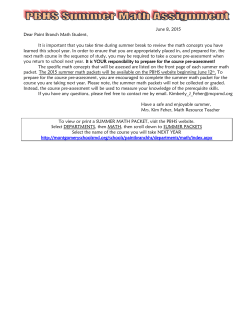 Summer 2015 Math Assignment