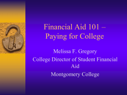 Melissa Gregory's Presentation from the WJ Financial Aid Meeting