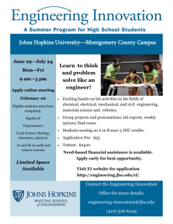 JHU Engineering Innovation program flyer