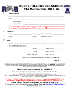 Join the PTA! Membership Form 2015-16