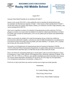7th Grade Immunization Requirements 15-16 Spanish