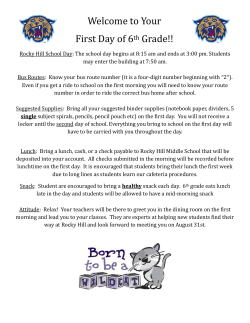 6th Grade First Day Reminders 2015