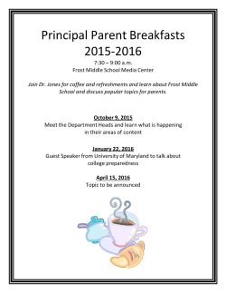Principal/Parent Breakfast&nbsp;&nbsp;Dates &nbsp;&nbsp;&nbsp;
