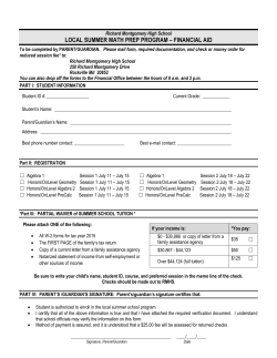 Math Prep Course Financial Aid Form