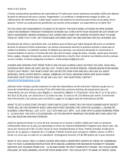 May 2-6, 2016 (English Spanish)