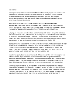 April 25-29, 2016 (English Spanish)