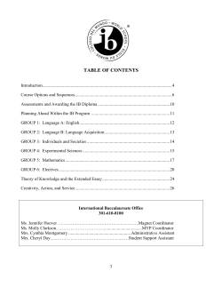 International Baccalaureate Magnet Program 2016-2017