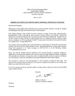 2014 MCPS FOOTBALL INSURANCE RESPONSE FORM