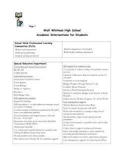 Academic Interventions 2013