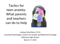 Dr. Lindsay Scharfstein Teen Anxiety Presentation