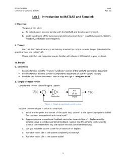 Lab 1 Intro to MATLAB and Simulink