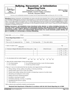 Bullying Report Form