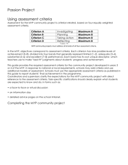 Explanation of Assessment Criteria for Passion Project 2015
