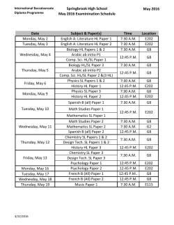 May 2016 Examination Schedule