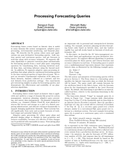 S. Duan and S. Babu; Processing Forecasting Queries