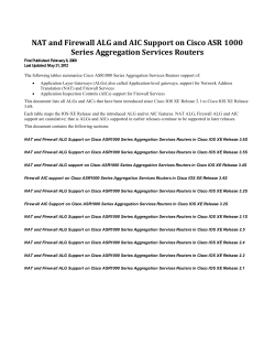 Network Address Translation (NAT) and Firewall Application Layer Gateway (ALG) Support on Cisco ASR 1000 Series Routers