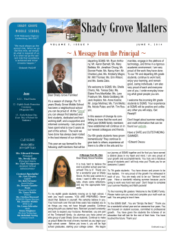 SGMS Matters Newsletter 6-9-14