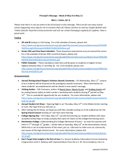 Principal's Weekly Message 5/9/16