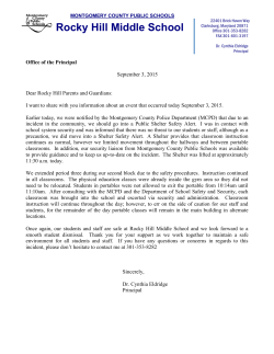 Shelter Letter to Parents 9/3/15