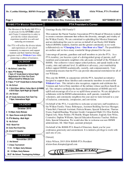 PTA Rocky Hill Record-September Issue