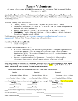 Parent Volunteer Information Jan 2016