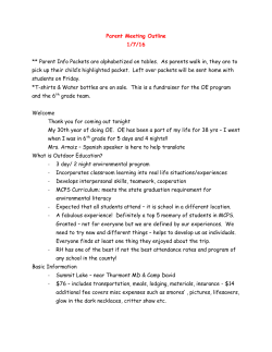 Parent Meeting Outline 2016
