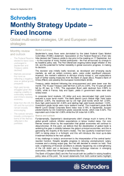 Monthly Strategy Update – Fixed Income