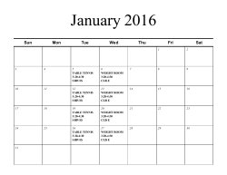 January 2015 Intramural Schedule