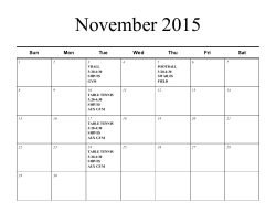 November 2015 Intramural Schedule