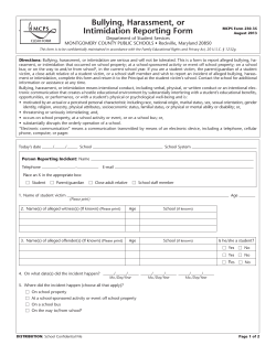 Bullying, Harassment, or Intimidation Reporting Form