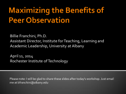 Maximizing the Benefits of Peer Observation