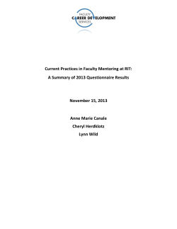 Current Practices in Faculty Mentoring at RIT: A Summary of 2013 Questionnaire Results