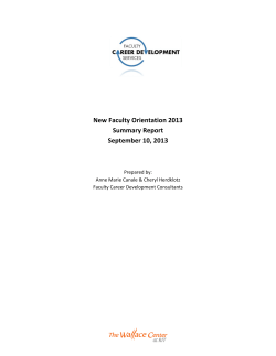 New Faculty Orientation (NFO) 2013 Program Summary