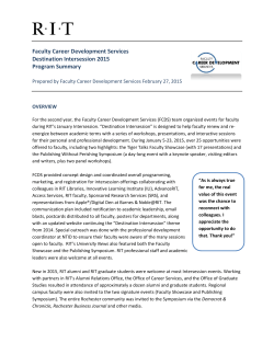 Destination Intersession and Faculty Showcase 2015 Program Summary