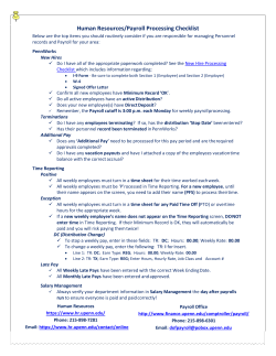 Human Resources/Payroll Processing Checklist