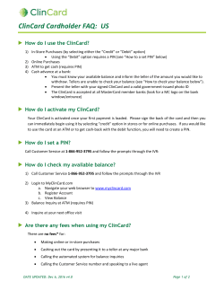ClinCard Reference Guide - Cardholder FAQ