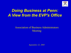 Doing Business at Penn: A View from the EVP's Office