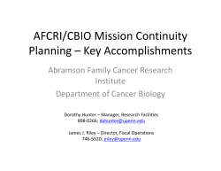 AFCRI/CBIO Mission Continuity Planning
