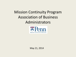 Mission Continuity Program