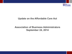Update on the Affordable Care Act