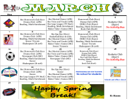 After School Calendar March