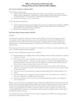 Hazing Policy and New Member Bill of Rights