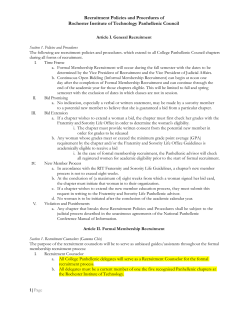 Recruitment Rules (Updated Spring 2015)