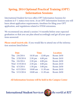 Spring Semester OPT Workshop Schedule