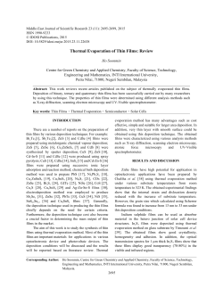 Thermal Evaporation of Thin Films: Review