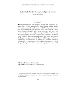Debt Relief: The Development and Poverty Impact