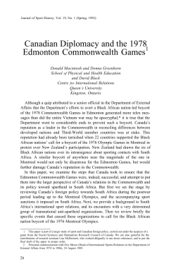 Canadian Diplomacy and the 1978 Edmonton Commonwealth Games
