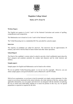 Magdalen College School Entry at 9+ (Year 5)